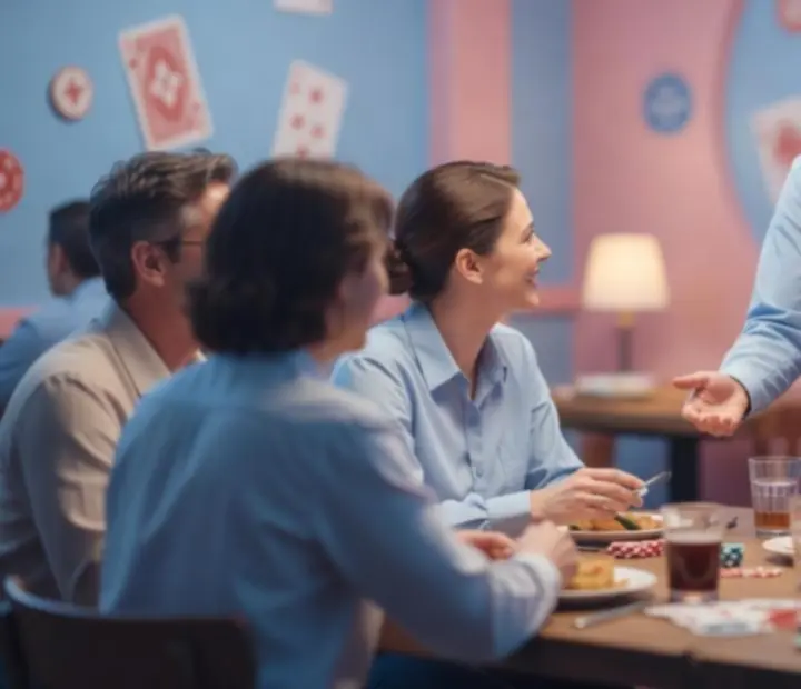 Anfitrión atendiendo a comensales en una mesa del restaurante