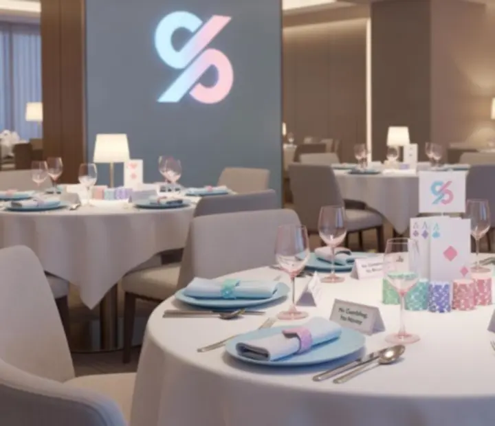Detalle de decoración personalizada en un evento corporativo en Cantina y Cartas