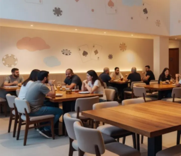 Interior acogedor de una cantina con mesas preparadas para la cena