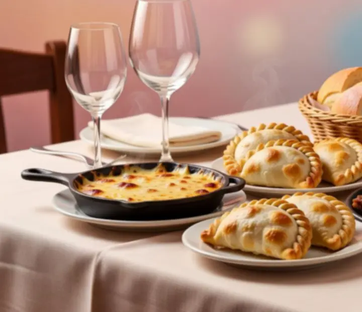 Platos argentinos servidos en una mesa lista para compartir