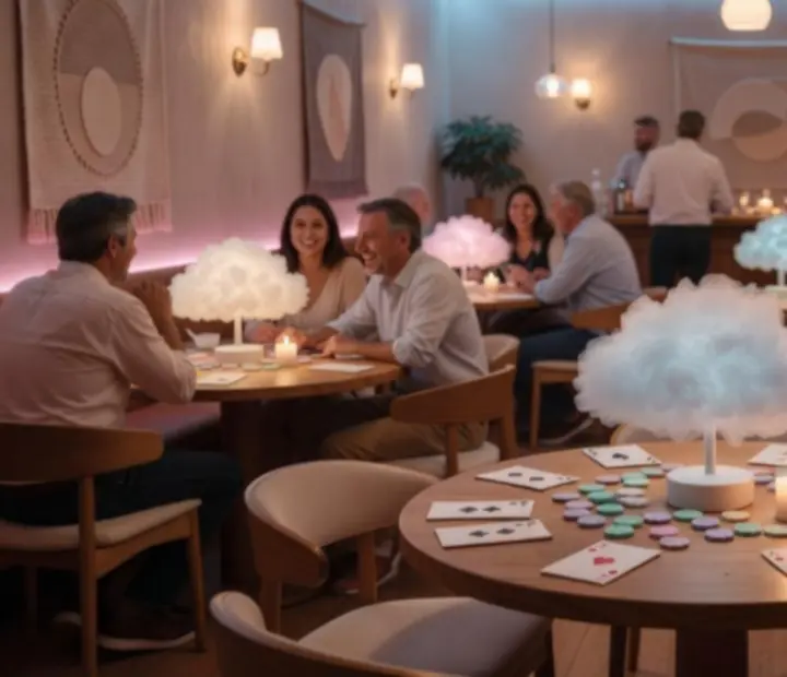 Decoración temática acogedora en el salón de Cantina y Cartas